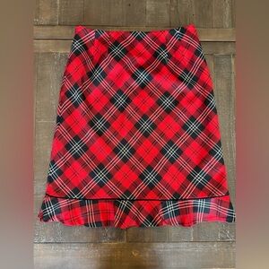 Vintage 90s Pendleton Tartan Plaid Virgin Wool A Line Ruffle Skirt USA Size 12